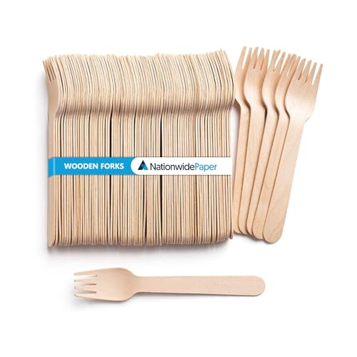 Fourchettes en bois compostables pour traiteur, lot de 500 couverts jetables durables - 2