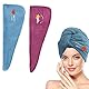 YQBFTC 2 Stück Turban Handtuch Mit Knopf, Haarturban Mikrofaser, Super Saugfähig Kopfhandtuch für Lange Haar, Schnelltrocknend Handtuch Haare, Haarhandtuch für Alle Haartypen