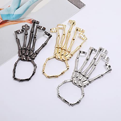 Image of Club BollywoodSkeleton Hand Bracelet with Rings Elasticity Wristband for Party Black| Bracelets| Bracelets|Jewelry & Watches|• Jewelry & Watches|1 Piece Skull Skeleton Hand Bracelet with Ring
