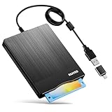 Floppy Disk Reader 3.5 inch USB A/C Floppy Disk Drive for PC Laptop Computer with Windows 11/10/7/XP, External Portable Floppy Disc Drive (Brushed Striation)