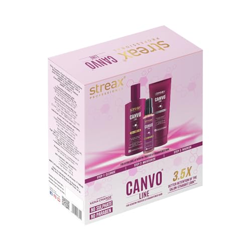 Image of Streax Professional Canvoline Shampoo and Conditioner with Hair Serum combo - 300ml + 240gm +100 ml for Straight hair, Shampoo and conditioner for women & men , shampoo for frizzy and dry hair