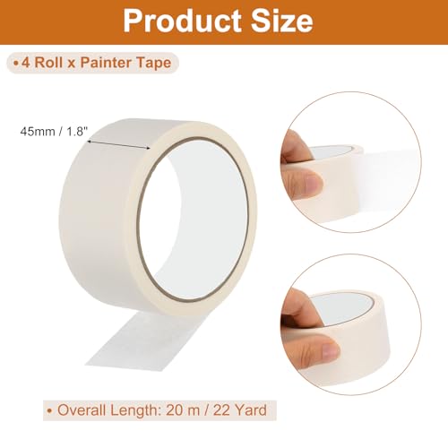 Image of PATIKIL Masking Tape 1.8 Inch Wide, 4 Roll 22 Yard Painters Tape Bulk No Residue Craft Tape for Wall Painting Labeling Car Painting Home DIY Flower Crafts Decoration, Beige