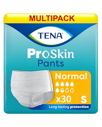 Image of TENA Normal Unisex Adult Diaper Pants Style, Small Size (S) | 15 Units x 2 | 30 Units | Waist 65-85cms | 26-34 inch | 3X Protection | World's Leading Incontinence Brand | For Heavy Urine Leaks