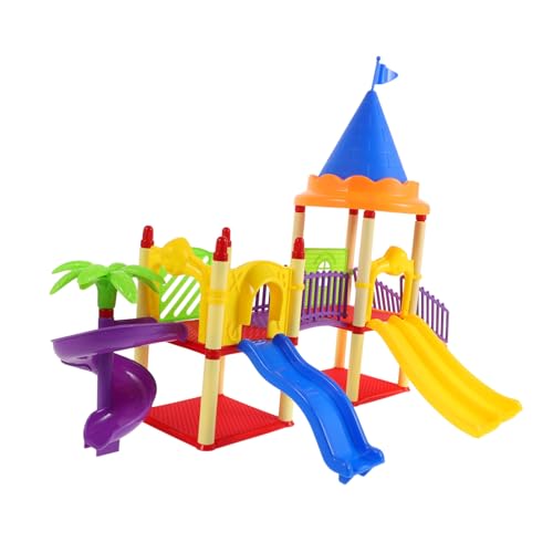 SOPOTUTU Miniatura parque infantil com escorrega pequeno adorno para casa bonecas brinquedo detalhado para imaginação interior e exterior