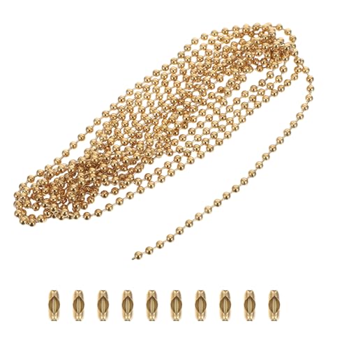 SEWOART Chaîne de Traction pour Ventilateur de Plafond Mètres Acier Inoxydable avec Connecteurs Rallonge à Billes Dorée Accessoire Lampes et Ventilateurs