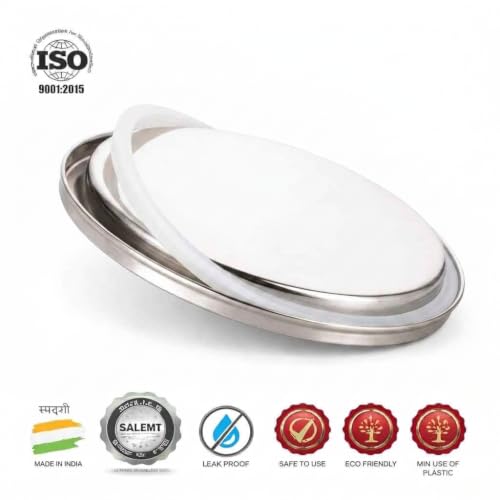 Image of Stainless Steel Leakproof Tri-Lock Lunch Box, Airtight Tiffin Box, Spill-Proof Mini Snack Container | Compact Snack Box for Kids & Adults, Office & School Use(Silver-500ml)