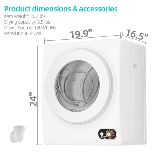 EL-YM S Portable Dryer, 1.5 Cubic Feet, White