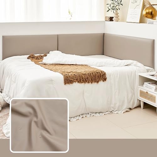 Aocet Acolchado Pared Niños, Cabeceros Adhesivos Acolchados Engrosada Cabezal de Cama 100cm 120cm 150cm 180cm 200cm en Polipiel, Paneles Decorativos para Pared(Brown2,50x45x4cm)