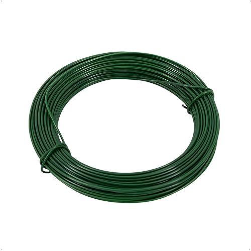 Rekord Bindedraht (Grün, ummantelt) aus Kunststoff und Metall, Gesamtlänge: 30 Meter, Durchmesser: 1 mm, Blumenwickeldraht, Basteldraht, Floristendraht