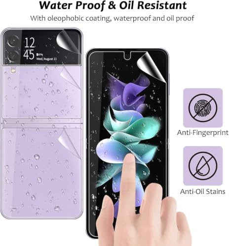 Image of Uyiton Silicone 4-in-1 Screen Protector for Samsung Galaxy Z Flip 3 5G | HD Clear Screen Guard Set with Inner Display, Full Back Panel & Hinge Protector | Bubble-Free Easy Installation | Scratch Resistant | Pack of 1