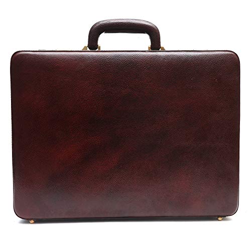 Image of HAMMONDS FLYCATCHER Expandable Briefcase for Men - Genuine Leather Attachi Suitcase with Combination Lock - Office and Business Hand Bag - Executive Laptop Briefcase - Classic Brown, 43 x 10.5 x 32cm