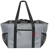 [DSDCDJ] エコバッグ 折りたたみ式 レジかごサイズ買い物バッグ 巾着付 買い物袋 軽量 耐久性 手提肩掛け両用 ショッピングバッグ（グレー）