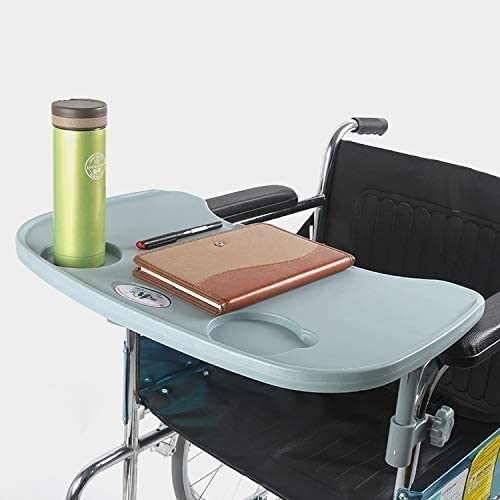 車椅子用ラップトレイ テーブルアクセサリー カップホルダー付き ポータブルチャイルドチェア ユニバーサルトレイ デスク 手動車椅子、電動、電に適合 (の座席幅40-50cm用) 23.7.19