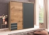 Ist Montage erforderlich: Ja Wimex Emden Schwebetürenschrank, Plankeneiche Nachbildung/Graphit, 64 x 180 x 198 cm