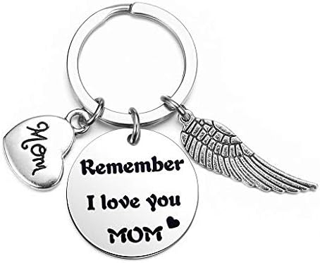 JOVIVI Remember I love you MOM Keyrings Mothers Day Birthday Mum Gifts from Daughter,Heart Guardian Angel Wing Keychain Present for Women