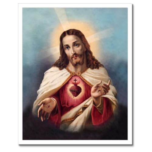 Poster de Jésus Christ encadrement noir 40x50 cm finition art