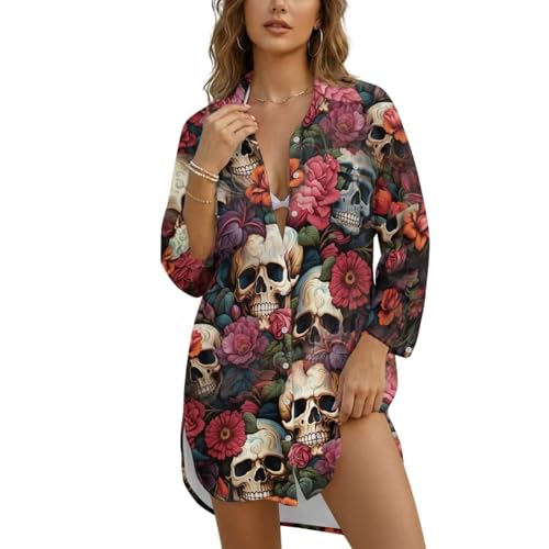 Vestido de playa para mujer estilo camisa con botones para vacaciones de verano