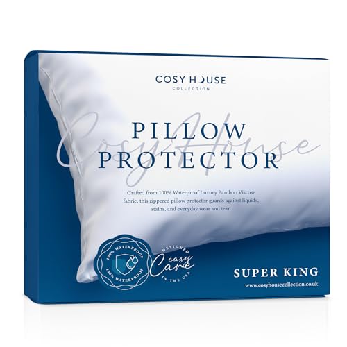 Cosy House Collection Luxury Bamboo Waterproof Zippered Pillow Protector - Premium Breathable & Noiseless Pillow Cover Encasement with Zipper - Stain Resistant - Set of 2 - King/Super King