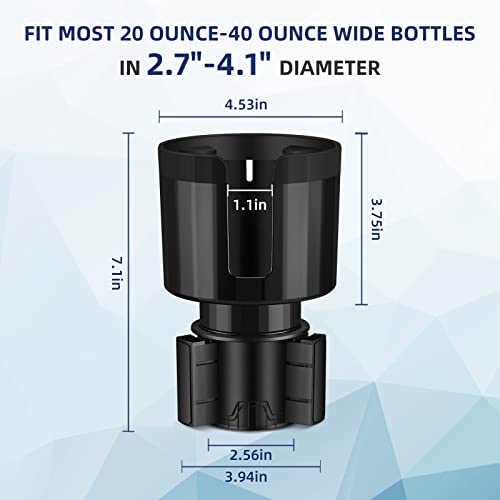 Tykor Car Cup Holder Expander, Cup Holder Expander For Car With Adjustable Base, Fits Yeti 24/36/46Oz, Hydro Flasks 32/40Oz, Large Bottles In 2.7"-4.1" #TOP4