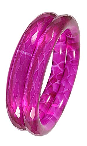 Image of NMII Traditional Glass With Diamond Cutting Pattern Glossy Finished Stylish Kada Set For Women And Girls | Crystal Glass Kada Bangles Set For Wedding, Festive
