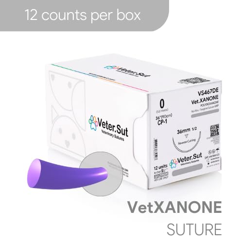 Image of VeterSut VetXANONE Absorbable Polydioxanone Surgical Suture USP Size 0, (CP-1) 1 /2 36mm Reverse Cutting Needle, 36 Inches (90 cm), 12 Count, Veterinary Use Only