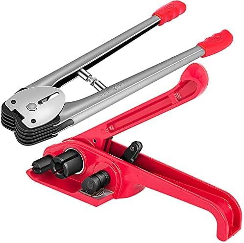 Hopopular Manual Pallet Strapping Banding Kit, PET/PP Manual Strapping Tools Packing Machine 1000M Hand Strapping, Tensioner & Sealer for 12mm Strapping
