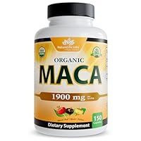 NaturaLife Labs Organic Maca Root – Black, Red & Yellow – 1900 mg per Serving – 150 Capsules – Gelatinized Peruvian Maca – Non-GMO, Gluten-Free, Vegan