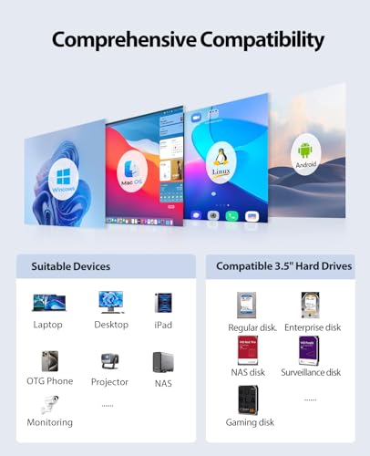 Image of ORICO USB 3.0 Hard Drive Enclosure 4 Bay External Direct Attached Storage Max up to 88TB with Tray Lessing and Safety Lock for 3.5 inch SSDs HDDs ( Alluminum Alloy) -9848U3