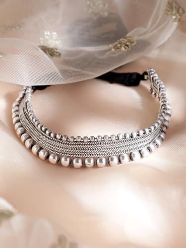 Image of Rubans Choker Necklace Oxidised Style Trendy Jewellery Gift for Women & Girls