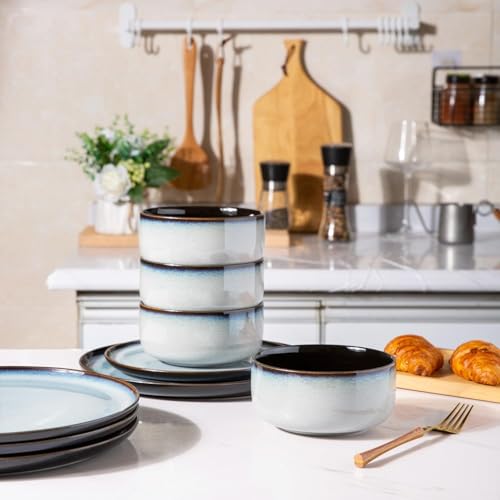 Image of LERATIO Ceramic Dinnerware Sets for 12, 36 Pieces Plates and Bowls Sets, Reactive Glaze Dishes -Scratch Resistant, Dishwasher&Microwave Safe&Oven Safe