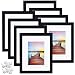 Sindcom 8x10 Picture Frame, Black Wood Textured Photo Frames Collage, with Mat and Glass Face, Mounting Hardware Included, for Wall or Tabletop Display, Set of 8