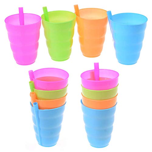 WONDS Colorful Sip Cups with Built in Straw for Kids Plastic Cup with Built in Straw 10 Ounces Drink - //coolthings.us