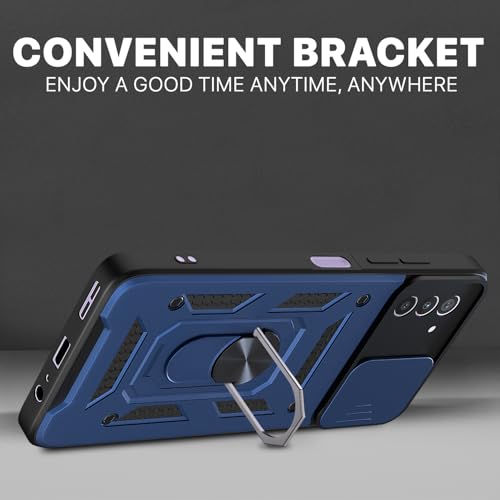 Image of Pikkme D10 Tough Armor Bumper Case | 360 Protection Case | Sliding Camera Shield Cover & Ring Holder Stand Back Cover for Nokia G42 5G (Blue)