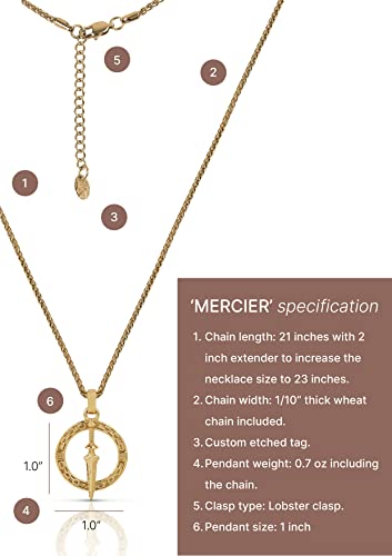 Forge & Foundry Men's Dagger Pendant Necklace With 22" Wheat Chain Included [ Polished 18K Gold Over Stainless Steel] | Refined Hand-Crafted Jewelry, Designed By Jewelers, Forged For Men #TOP5