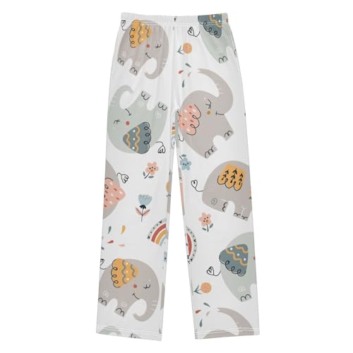 Cute Elephants Boys Pants Boys Athletic Pants Long Pant for Boy with Pockets Wide-Leg Size 6-14Y