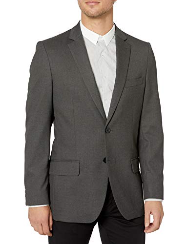 J.M. Haggar Men's Sharkskin Premium Tailored-Fit Stretch Suit Separate Coat, Dk. Grey Heather, 46R