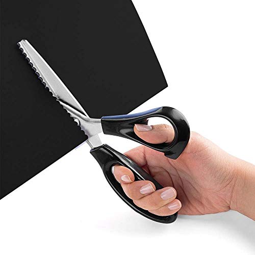 Pinking Shears for Fabric, 9.25 Inches Professional Sewing Craft Scissors Zig Zag Scissors with Rubber Handle, Stainless Steel Dressmaking Serrated Scalloped Pinking Shears for DIY image 4