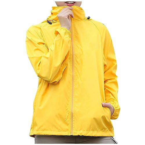 Womens Rain Jacket Outdoor Sports Windbreaker Jackets Lightweight Waterproof Raincoat Solid Color Packable Rain Coats