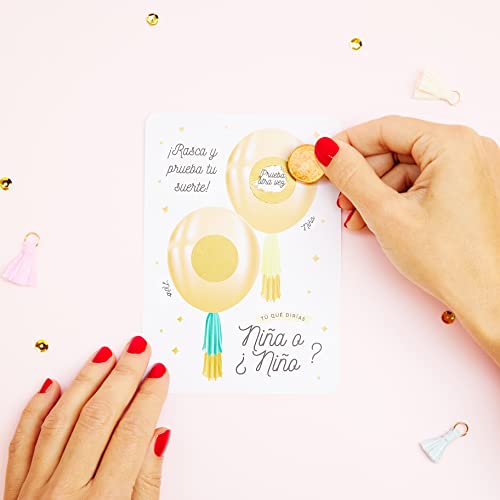 Niño o niña sorpresa embarazo español | Sorpresa sexo bebé | Revelación sexo bebé | Pack de 5 tarjetas (NIÑO) Cover