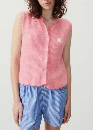 Image of UAURORAO Women Chunky Sweater Vest Button Down Crochet Cable Knit Cardigan Sleeveless Open Front Knitted Crop Waistcoat