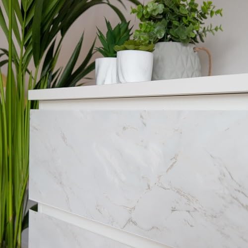 Create Your World 90cm x 2.1m dc fix MARBLE ROMEO MATT WHITE sticky back plastic vinyl wrap film (346-5384) (90cm x 2.1m)
