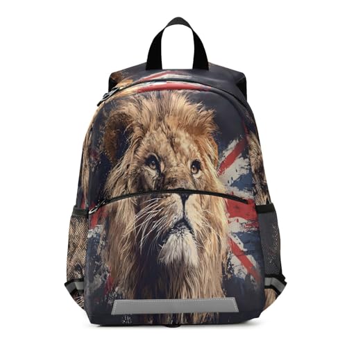 panksolu British Flag with Lion Toddler Backpack for Boys Girls Kids Backpacks Preschool Bag Travel Bag