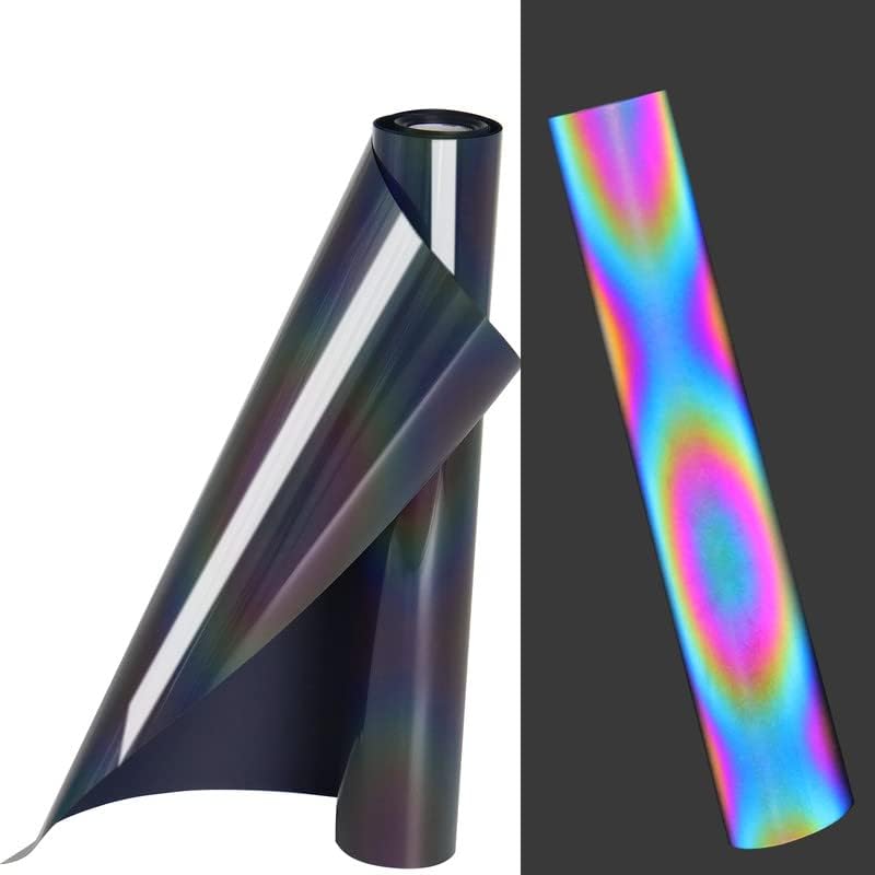 Bonnyhtv Vinilo de transferencia de calor de metal HTV  12 x 10 pulgadas vinilo HTV texturizado con destello camaleón para camisas, vinilo de hierro