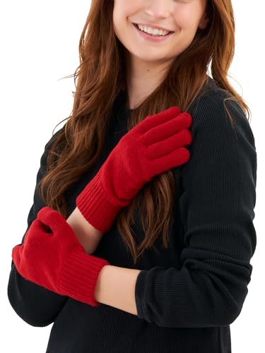 LOVARZI Guantes de Lana Rojo para Mujeres