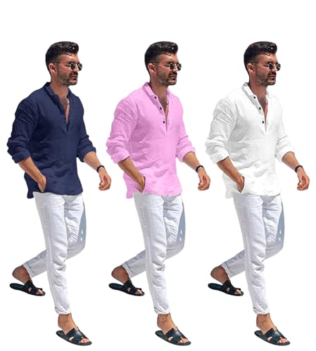 Image of Men's Cotton Blend Straight Kurta Shirt Combo with Mandarin Collar - Slim Fit Casual Short Kurti Set Featuring Textured Slub Fabric and Roll-Up Full Sleeves