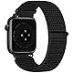 Bcuckood Nylon Sport Armband Kompatibel mit Apple Watch 42mm 41mm 40mm 38mm für Damen Herren, Sport Solo Loop Armband für iWatch Serie 10 9 8 7 6 5 4 3 2 1 SE, Dunkelschwarz