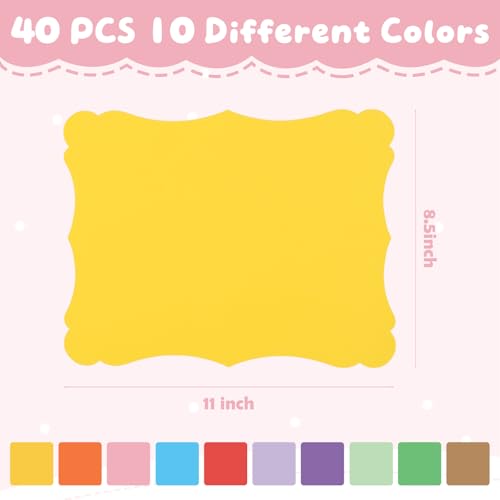 Image of 40 Sheets 8.5 inch X 11 inch Colored Kraft Cardstock, 10 Assorted Colors Construction Thick Paper Greeting Cards for DIY Gift Card Menus, Baby Shower and Wedding Invitations