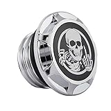 Gewinde-Typ: Rechtsgewinde GUAIMI Aluminium Tankdeckel Kraftstoff Tankverschluss für Harley Davidson Sportster XL 1200 883 X48 Dyna - Skelett Mittelfinger (Chrom)