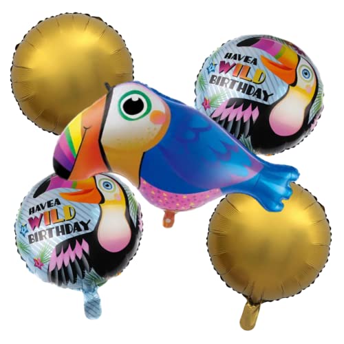 Image of Party Decorz Woodpecker Foil Balloons Set Of 5(1pcs Woodpecker Foil Balloon+2pcs Happy Birthday Round Foil Balloon+2 Pcs Round Foil Balloon) For Children Birthday Party Decorations