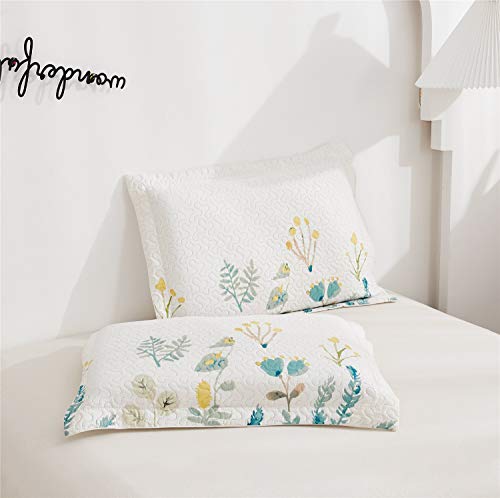 Ycosy Flower Bedspread Set King Size Bedding Set Reversible Floral Coverlets Set Country Quilt Lightweight Ridge Green Leaves Bed Decor For All Season -1 Quilt +2 Pillow Shams #TOP3